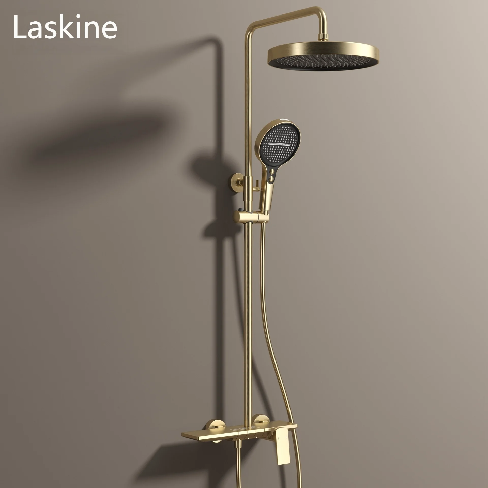 Gold Bathroom Shower Set Multifunctional Household Piano Button Rainfall Hotel Apartment Bathtub Pressurize Shower System Set
