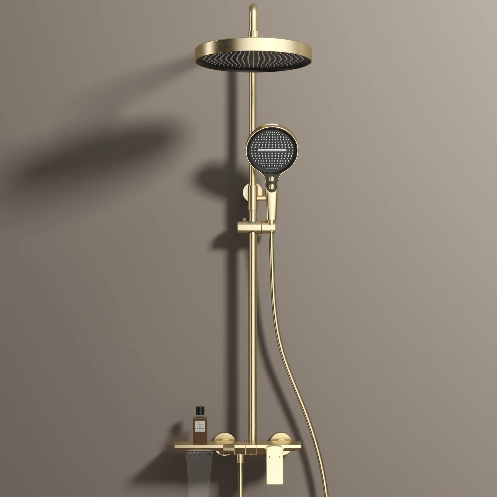 Gold Bathroom Shower Set Multifunctional Household Piano Button Rainfall Hotel Apartment Bathtub Pressurize Shower System Set