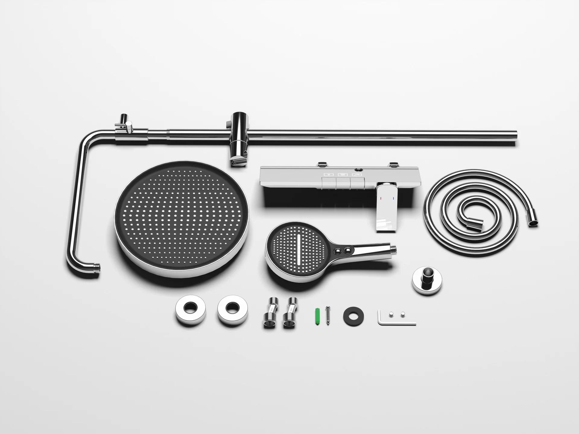 Gold Bathroom Shower Set Multifunctional Household Piano Button Rainfall Hotel Apartment Bathtub Pressurize Shower System Set