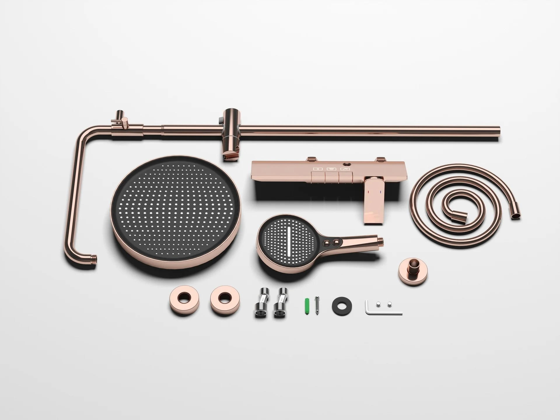 Gold Bathroom Shower Set Multifunctional Household Piano Button Rainfall Hotel Apartment Bathtub Pressurize Shower System Set