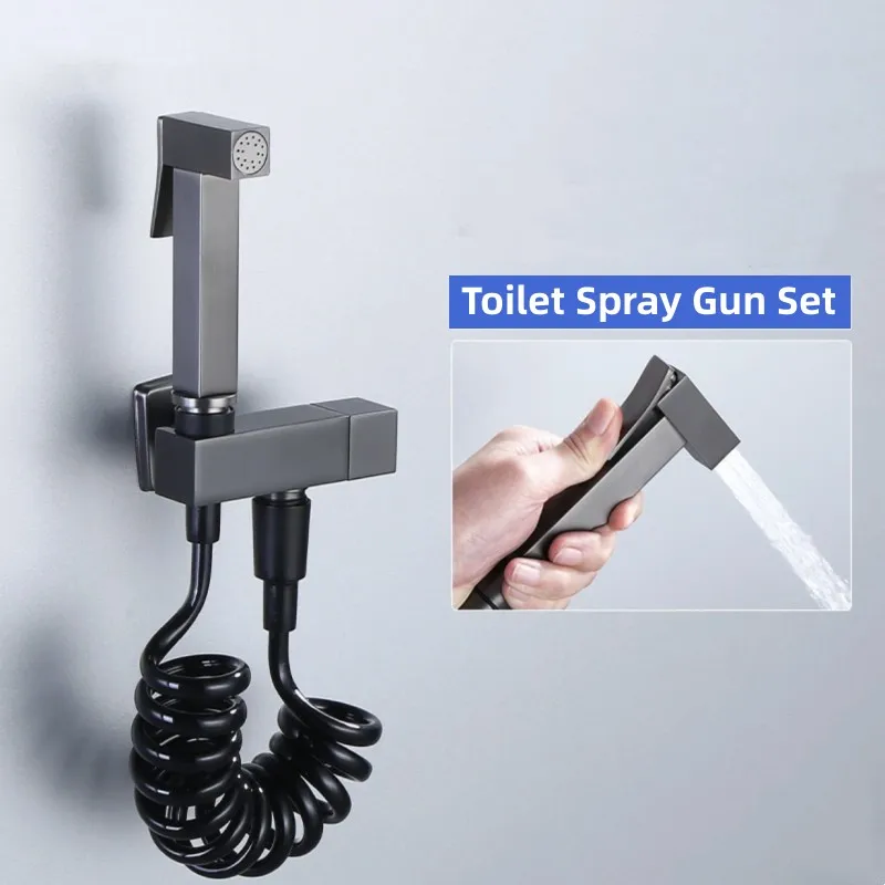 Gold/Gun Grey Handheld Toilet Bidet Sprayer Hygienic Set
