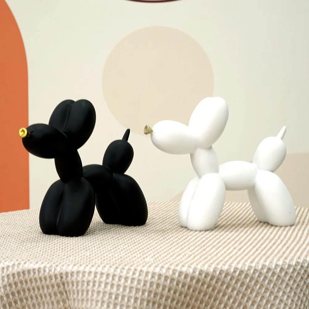 Graffiti Balloon Dog Sculpture Black White Puppy Figurines