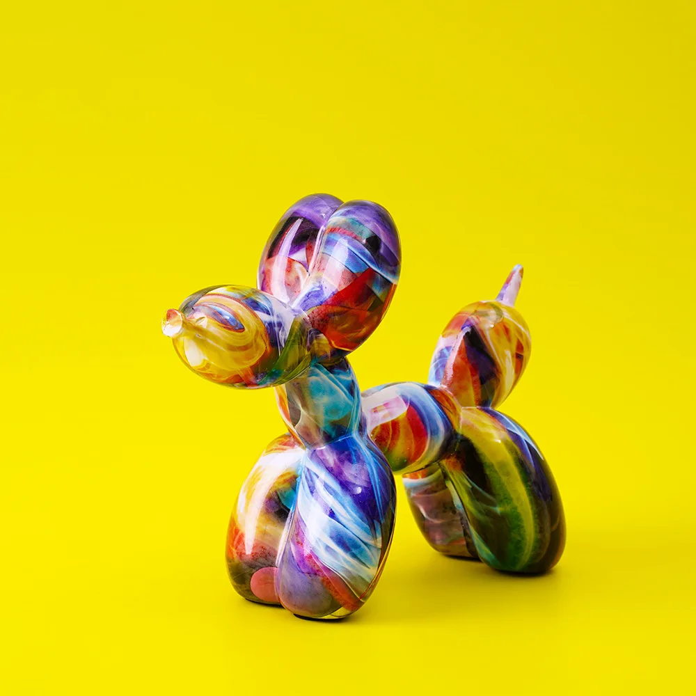 Graffiti Balloon Dog Sculpture Black White Puppy Figurines