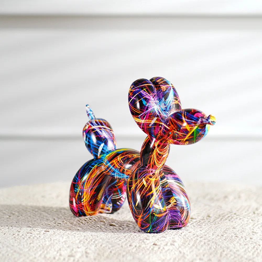 Graffiti Balloon Dog Sculpture Black White Puppy Figurines