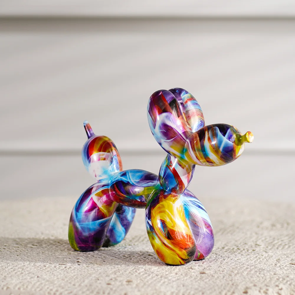 Graffiti Balloon Dog Sculpture Black White Puppy Figurines