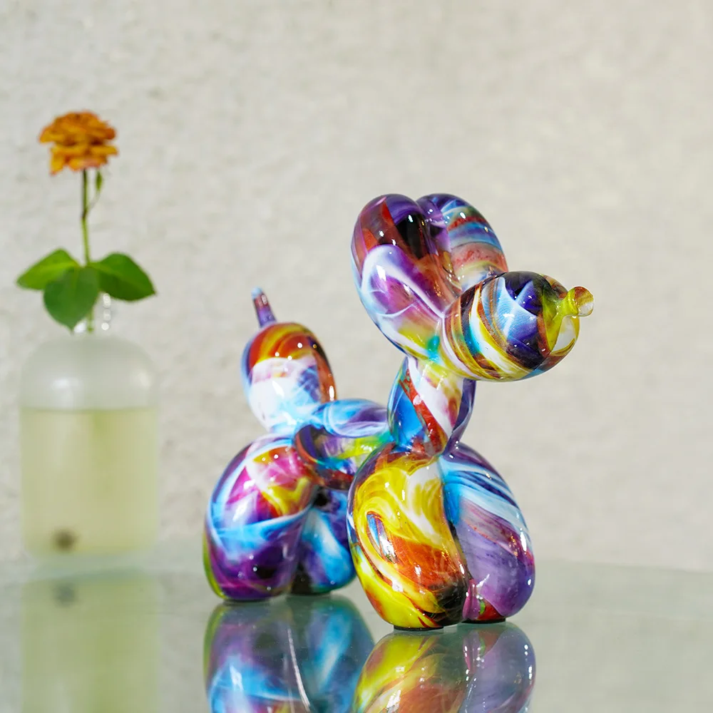 Graffiti Balloon Dog Sculpture Black White Puppy Figurines