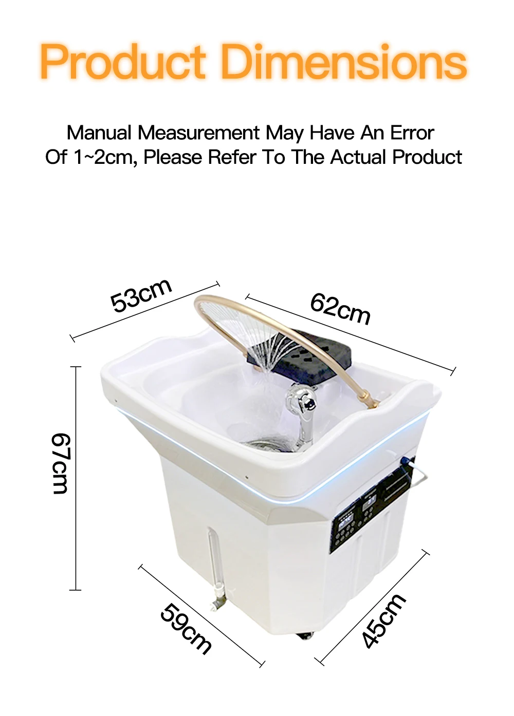 Head SPA Shampoo Basin for Hair Salon, Portable 60L Water Storage Capacity can Heated and Moved