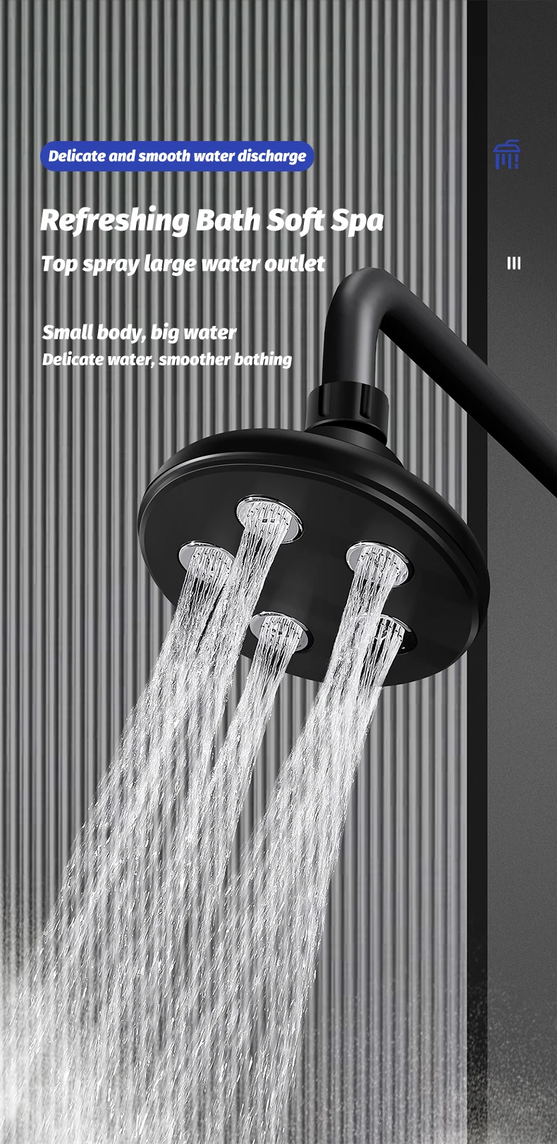 High Pressure Rainshower Head Magic Water Flow Rainfall Shower Head Mini Top Spray Water- Saving Shower Bathroom Accessories