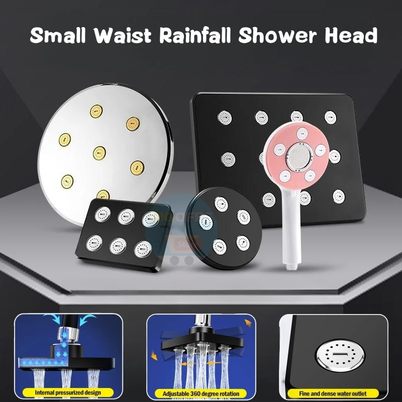 High Pressure Rainshower Head Magic Water Flow Rainfall Shower Head Mini Top Spray Water- Saving Shower Bathroom Accessories