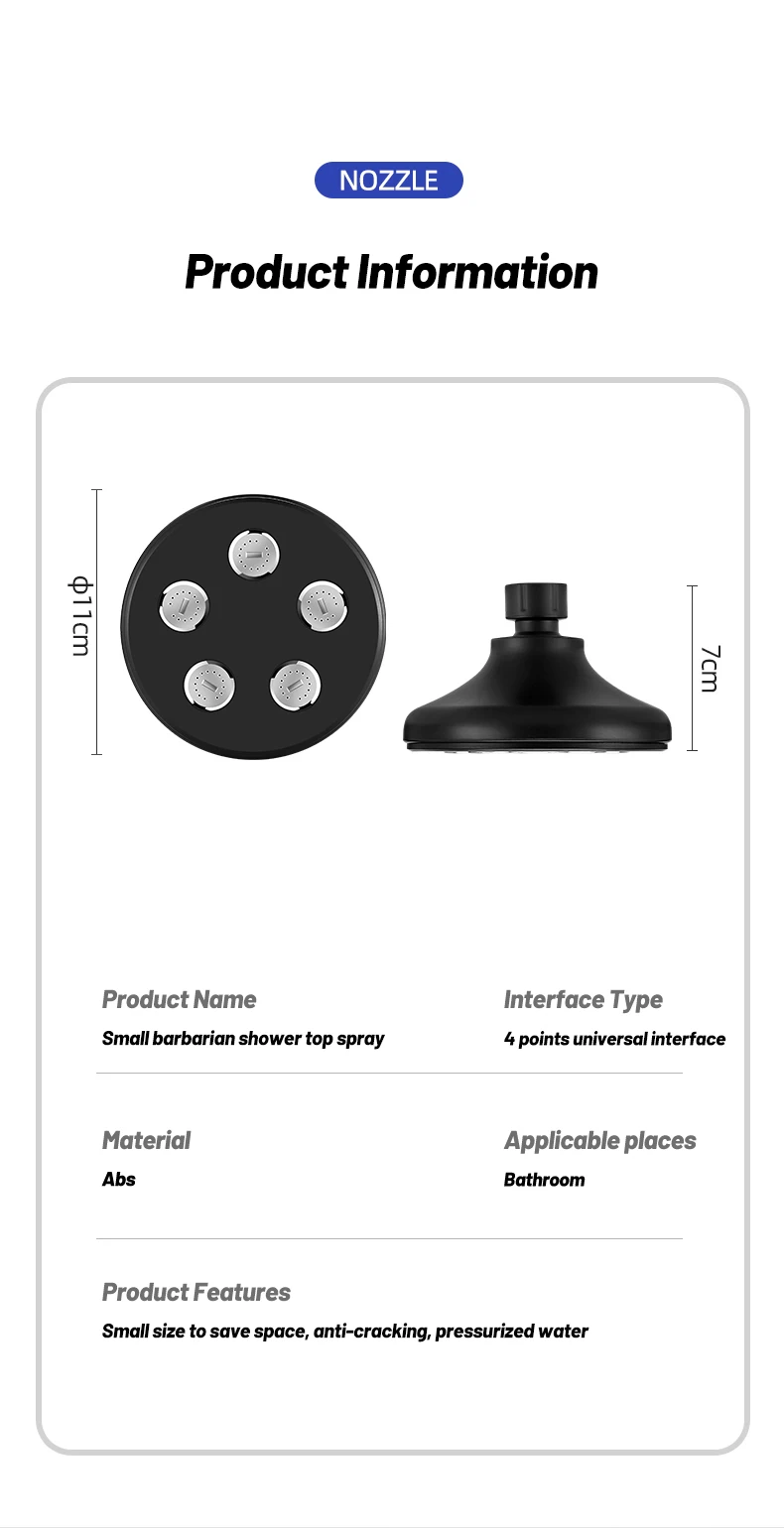 High Pressure Rainshower Head Magic Water Flow Rainfall Shower Head Mini Top Spray Water- Saving Shower Bathroom Accessories