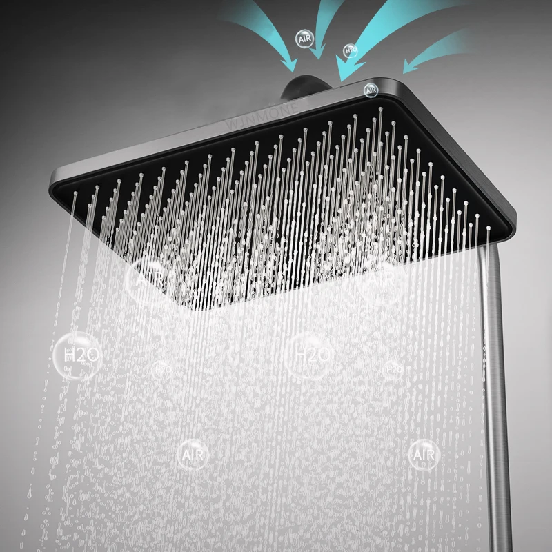 High Quality Shower System Sets Smart Bathroom Temperature Brass Glass Panel Shower Faucet 4 Modes Bathtub Rain Mixer Shower Set