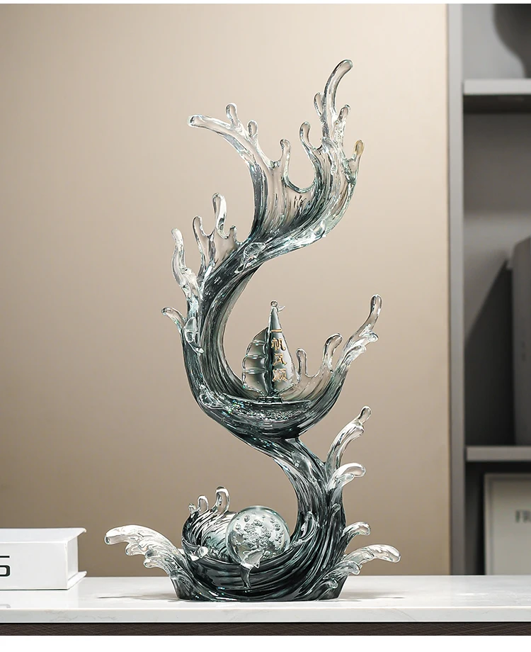 Home Decor Wind Water Rising Art Sculpture Decoration