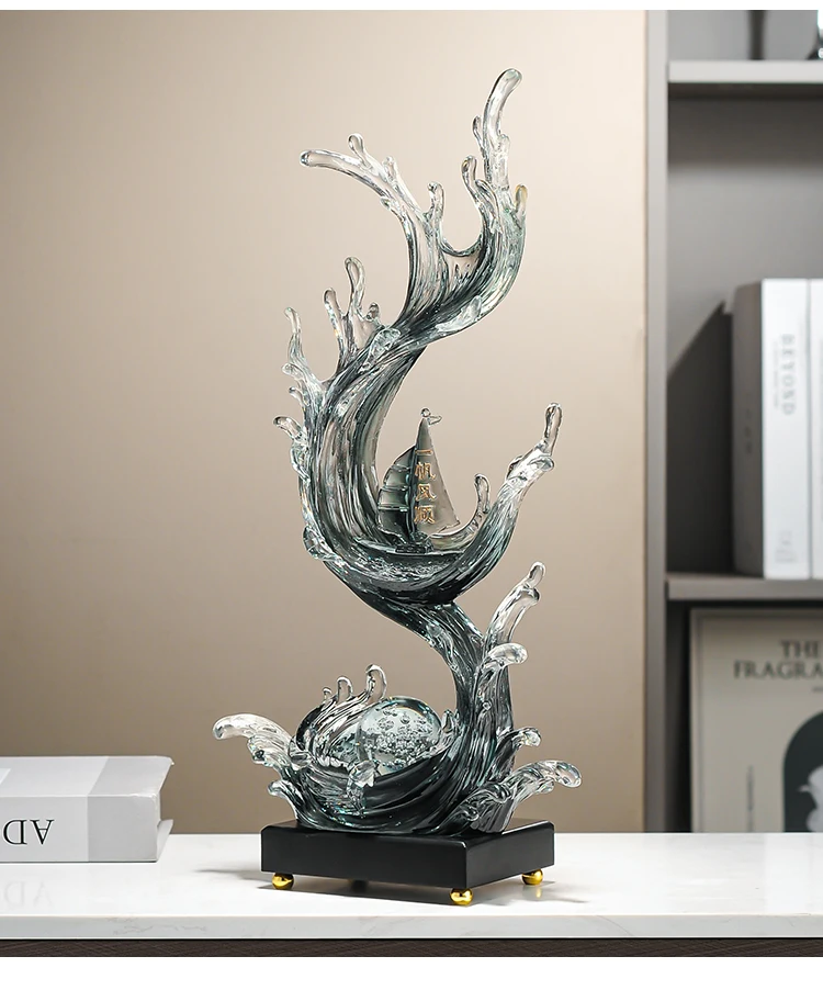 Home Decor Wind Water Rising Art Sculpture Decoration