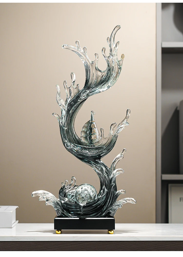 Home Decor Wind Water Rising Art Sculpture Decoration