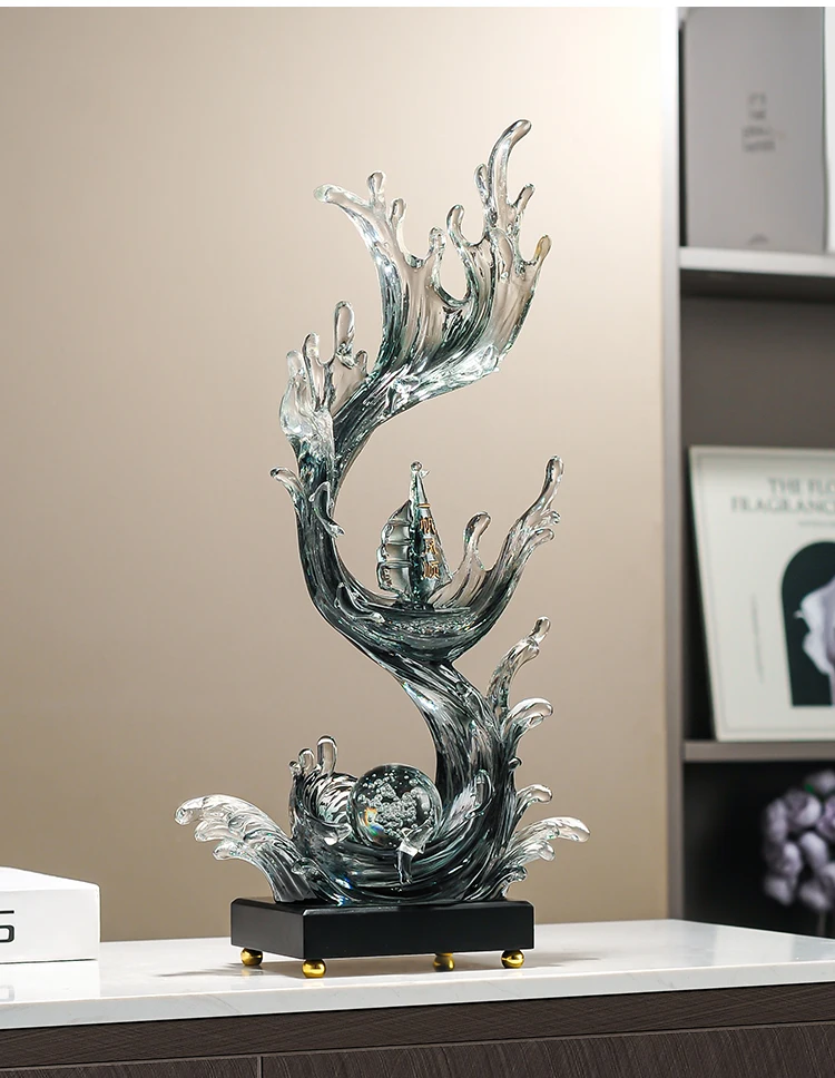 Home Decor Wind Water Rising Art Sculpture Decoration