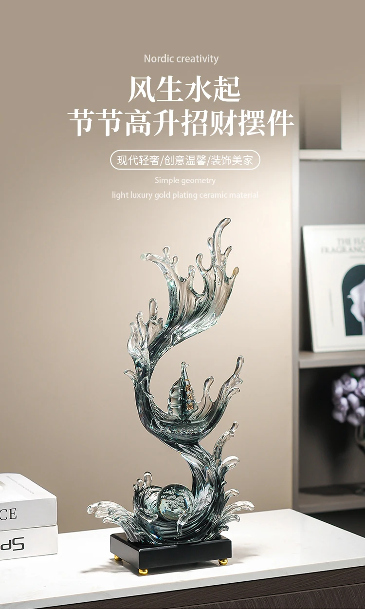 Home Decor Wind Water Rising Art Sculpture Decoration