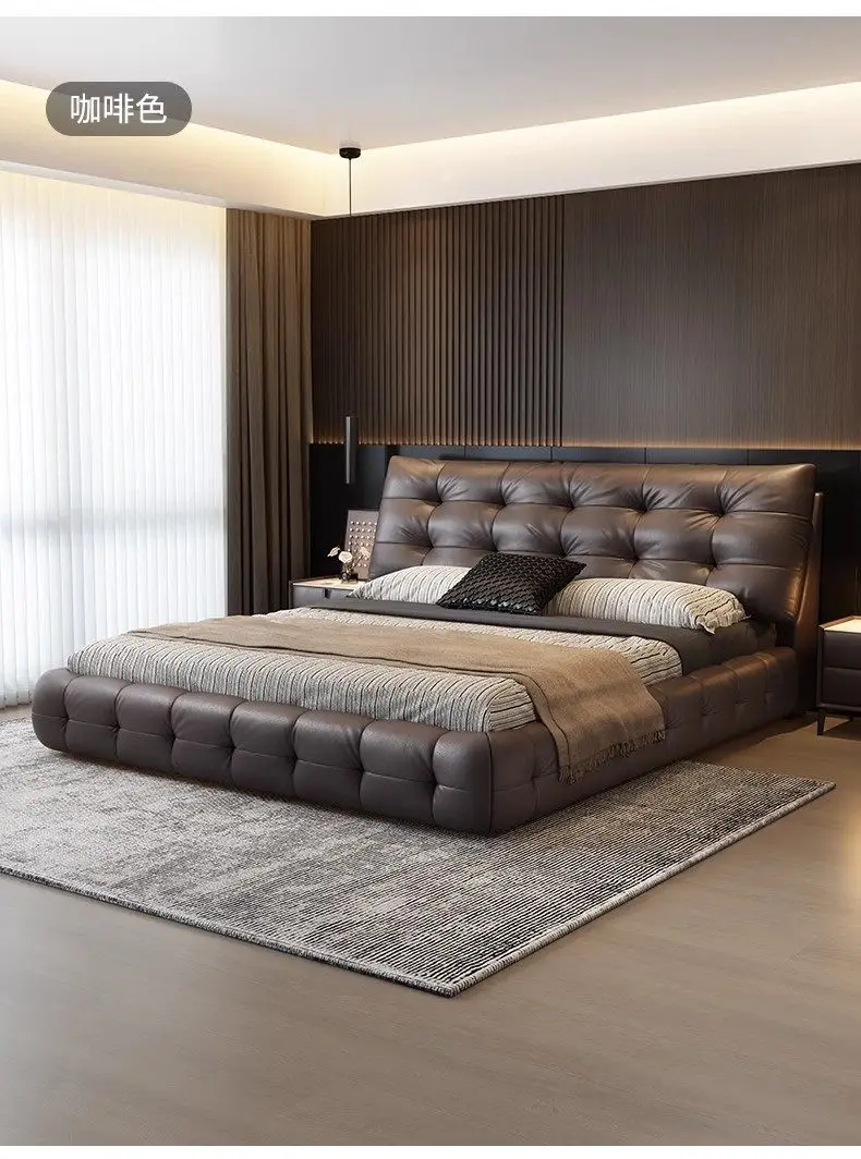 Home Luxurious modern leather bed frames 150x200 180x200 200x220 cm Double bed 2 people queen bedroom beds frame furniture