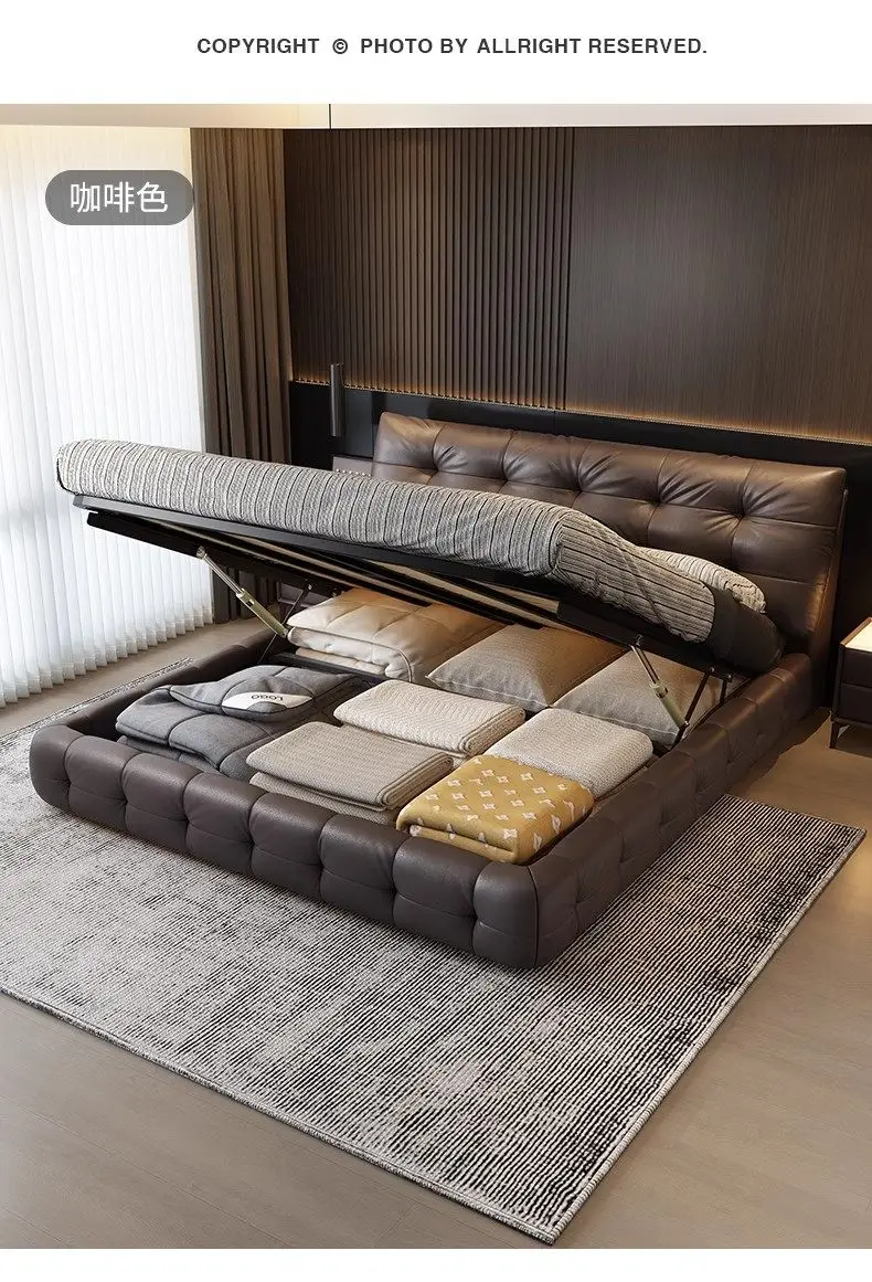 Home Luxurious modern leather bed frames 150x200 180x200 200x220 cm Double bed 2 people queen bedroom beds frame furniture