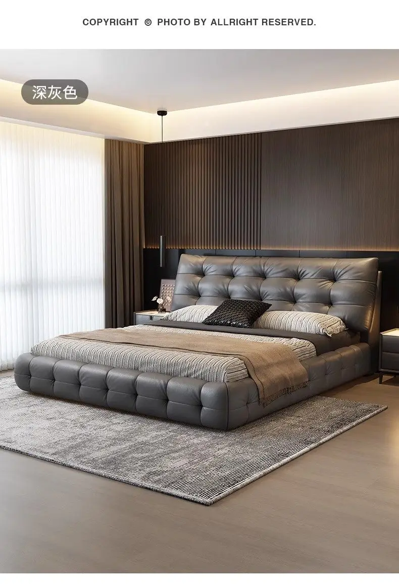 Home Luxurious modern leather bed frames 150x200 180x200 200x220 cm Double bed 2 people queen bedroom beds frame furniture
