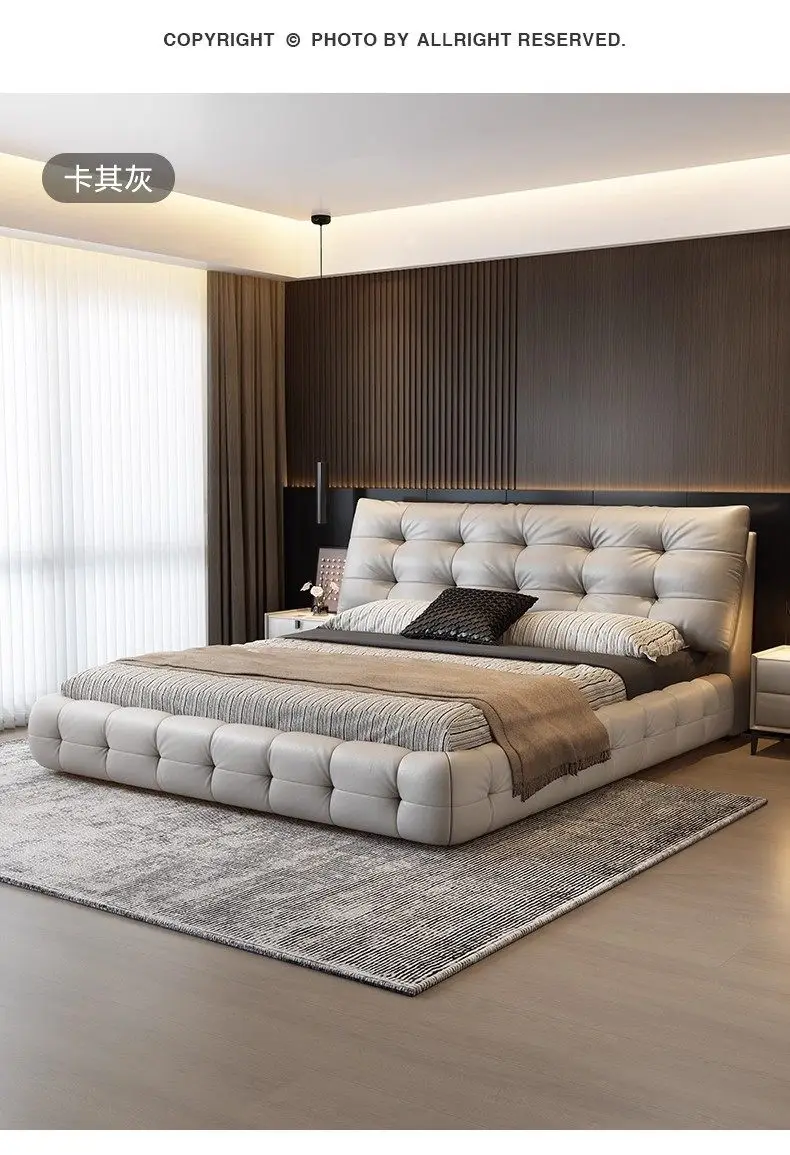 Home Luxurious modern leather bed frames 150x200 180x200 200x220 cm Double bed 2 people queen bedroom beds frame furniture