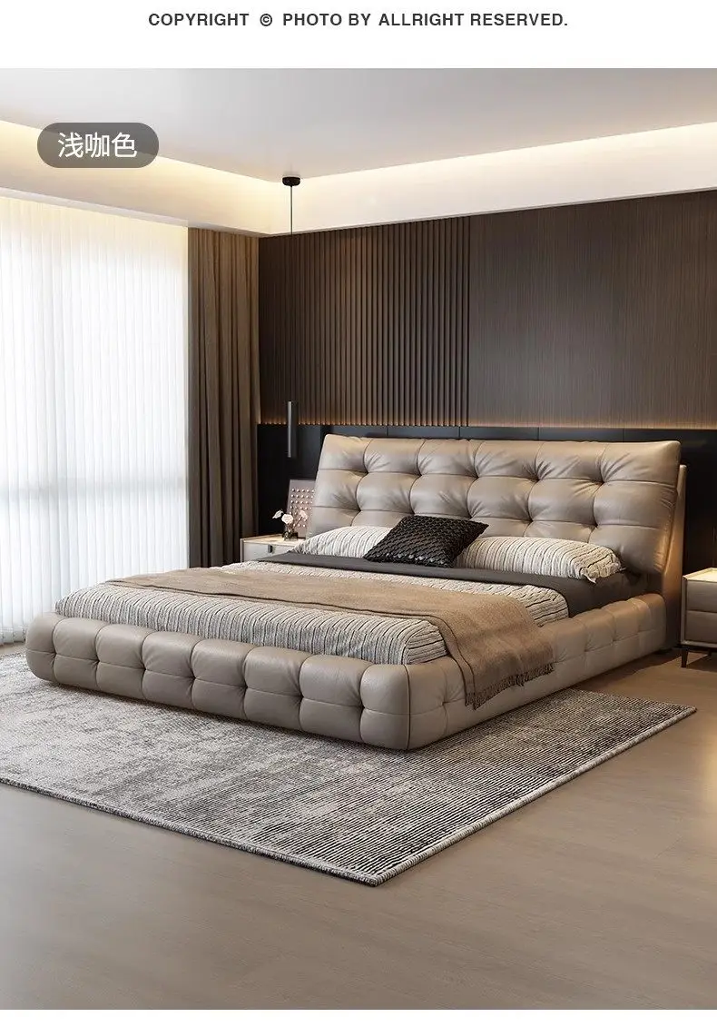 Home Luxurious modern leather bed frames 150x200 180x200 200x220 cm Double bed 2 people queen bedroom beds frame furniture