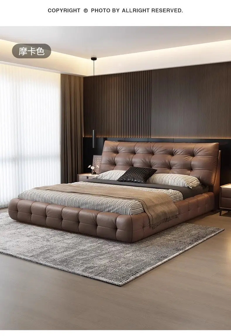 Home Luxurious modern leather bed frames 150x200 180x200 200x220 cm Double bed 2 people queen bedroom beds frame furniture