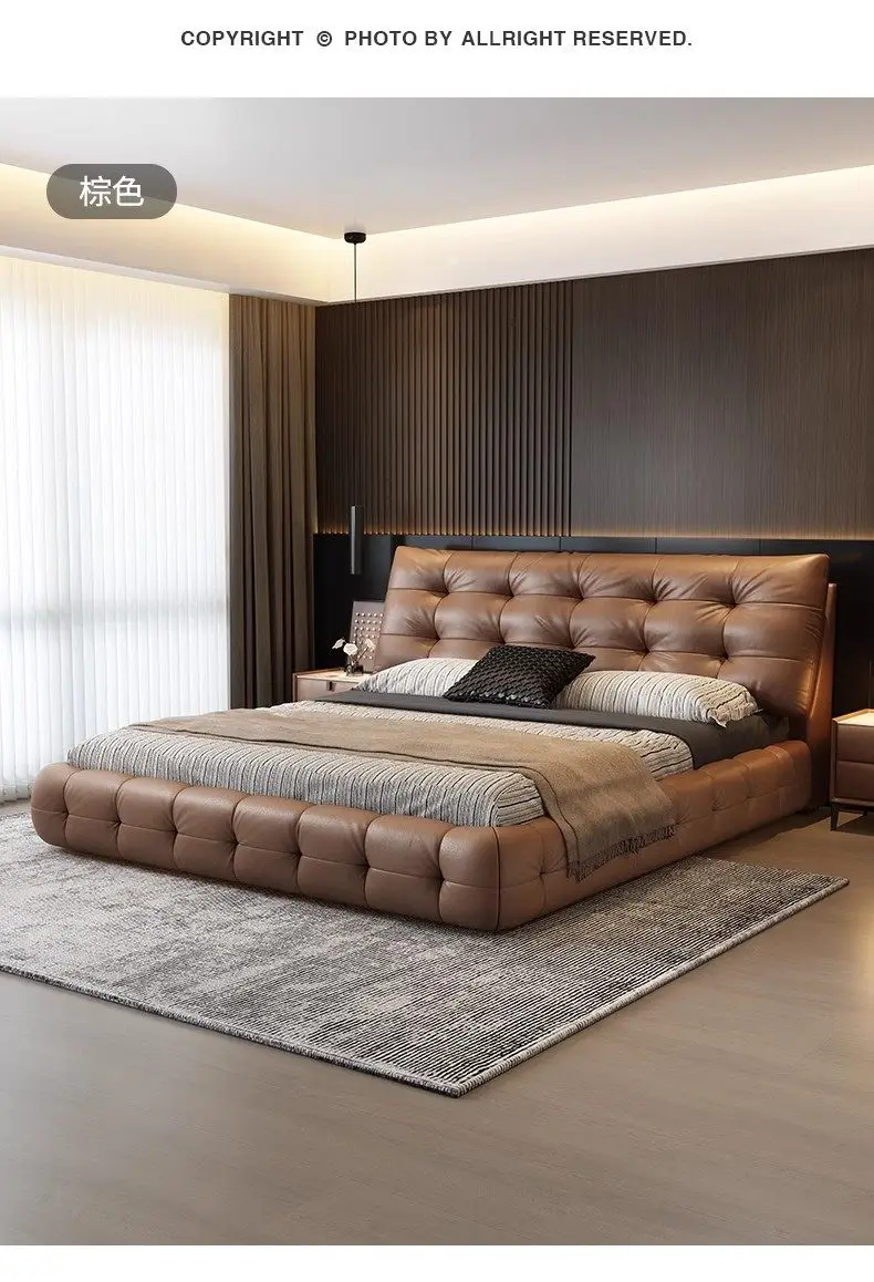 Home Luxurious modern leather bed frames 150x200 180x200 200x220 cm Double bed 2 people queen bedroom beds frame furniture