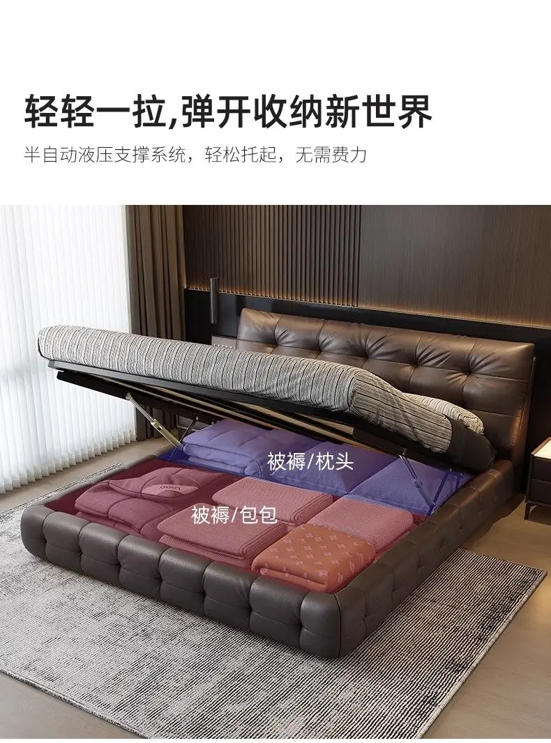 Home Luxurious modern leather bed frames 150x200 180x200 200x220 cm Double bed 2 people queen bedroom beds frame furniture