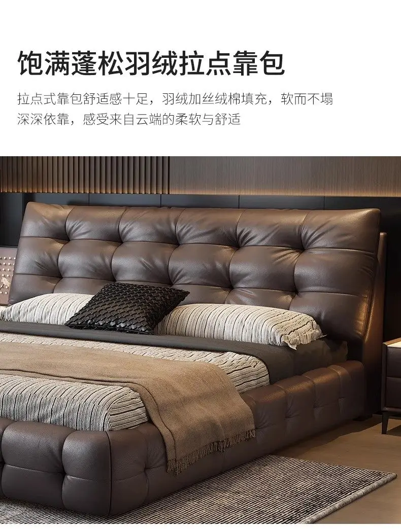 Home Luxurious modern leather bed frames 150x200 180x200 200x220 cm Double bed 2 people queen bedroom beds frame furniture