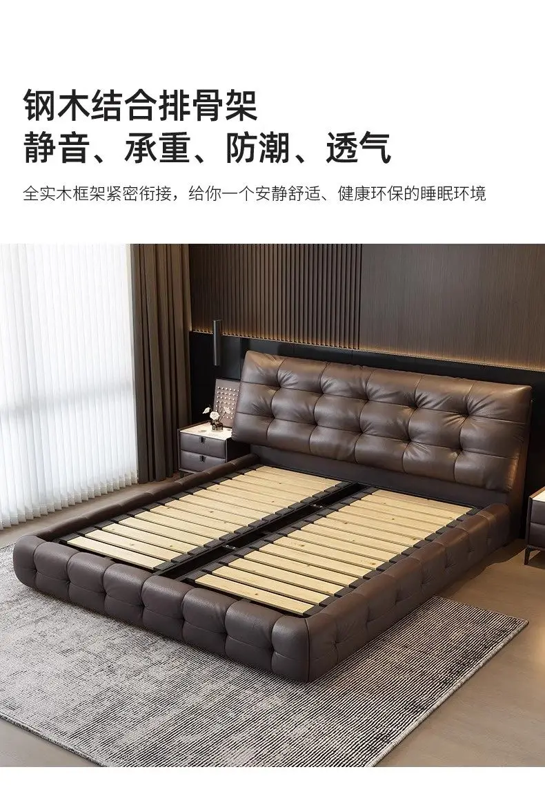 Home Luxurious modern leather bed frames 150x200 180x200 200x220 cm Double bed 2 people queen bedroom beds frame furniture