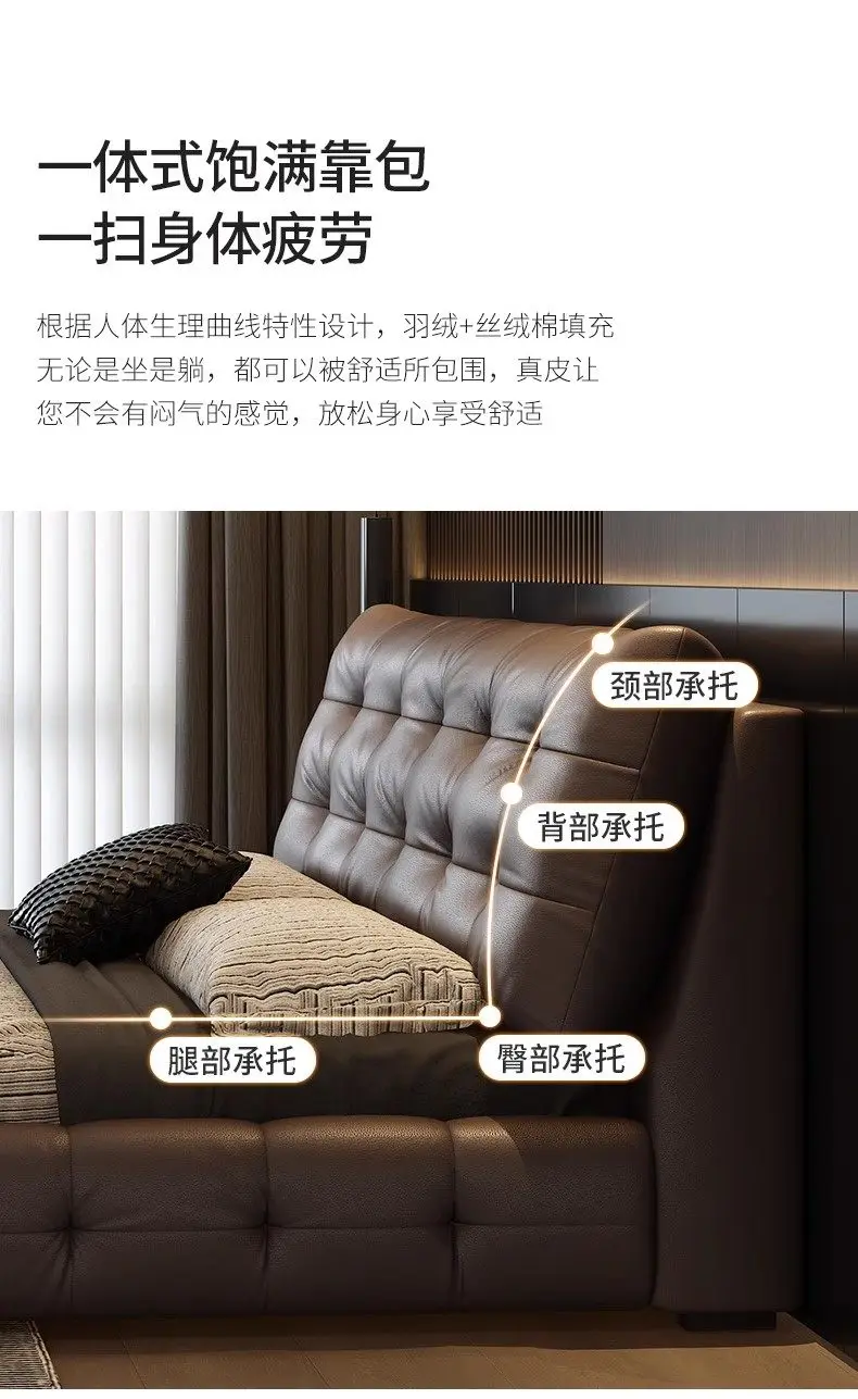 Home Luxurious modern leather bed frames 150x200 180x200 200x220 cm Double bed 2 people queen bedroom beds frame furniture