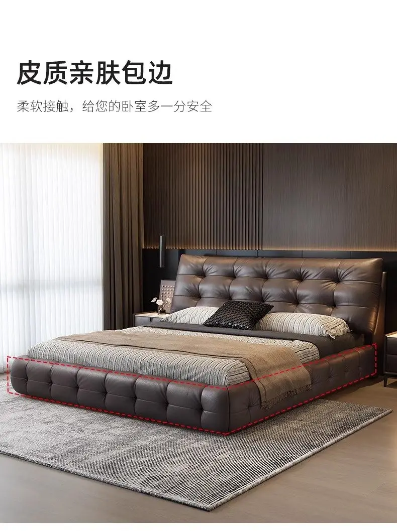 Home Luxurious modern leather bed frames 150x200 180x200 200x220 cm Double bed 2 people queen bedroom beds frame furniture