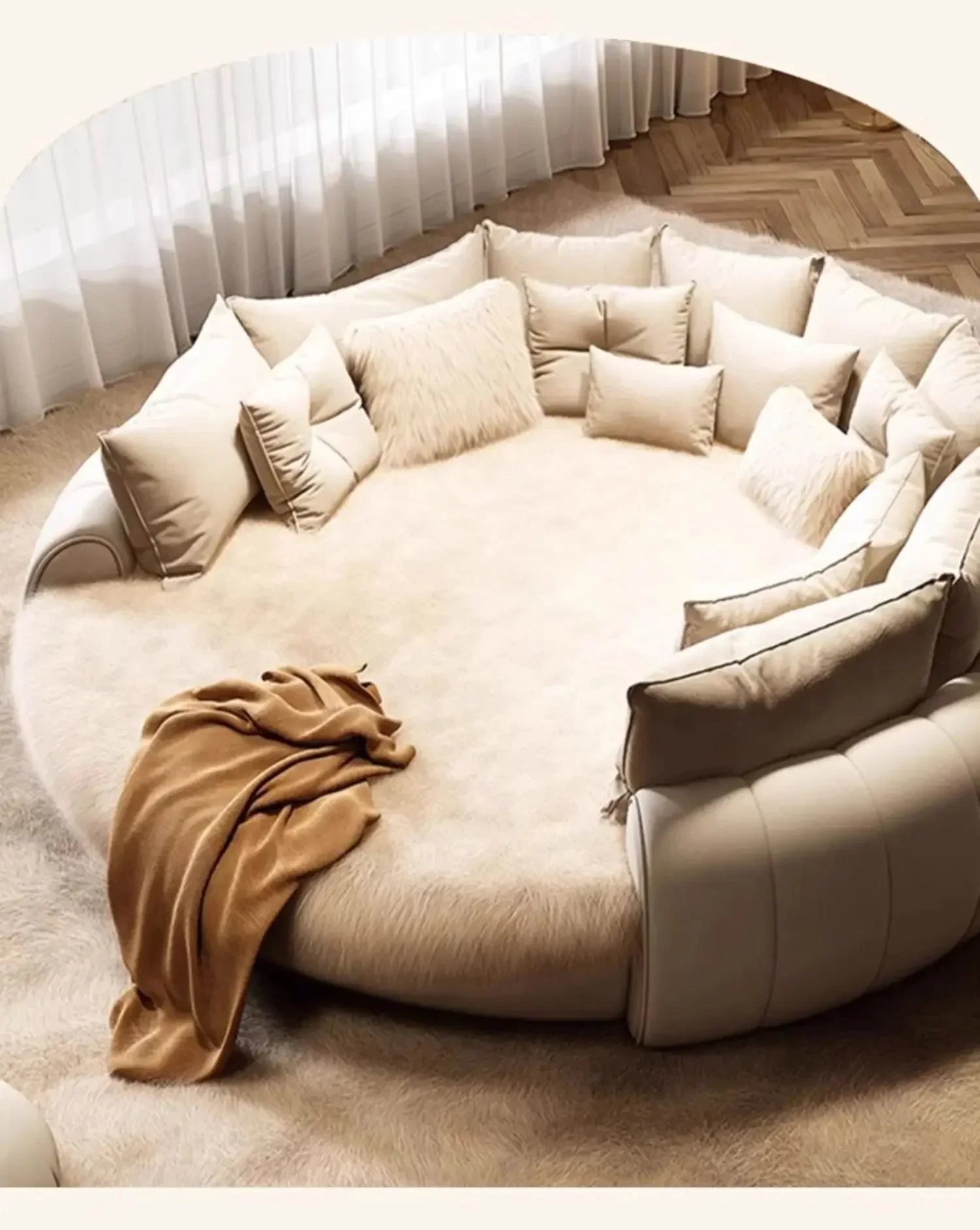 Italian Light Luxury Round Bed