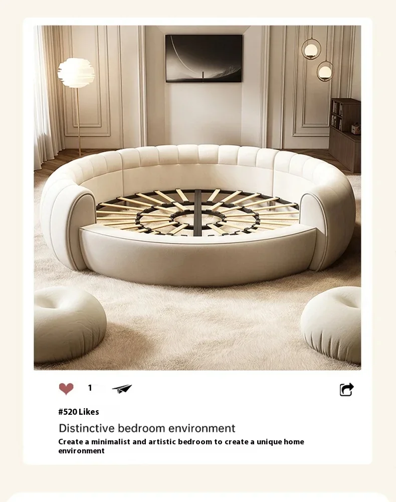 Italian Light Luxury Round Bed