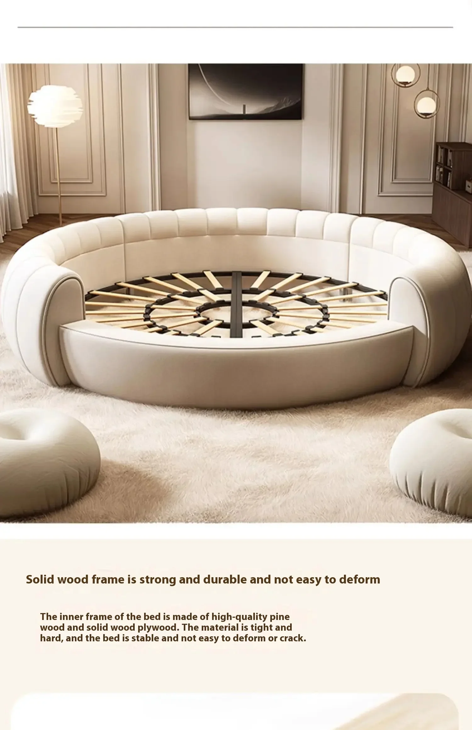 Italian Light Luxury Round Bed