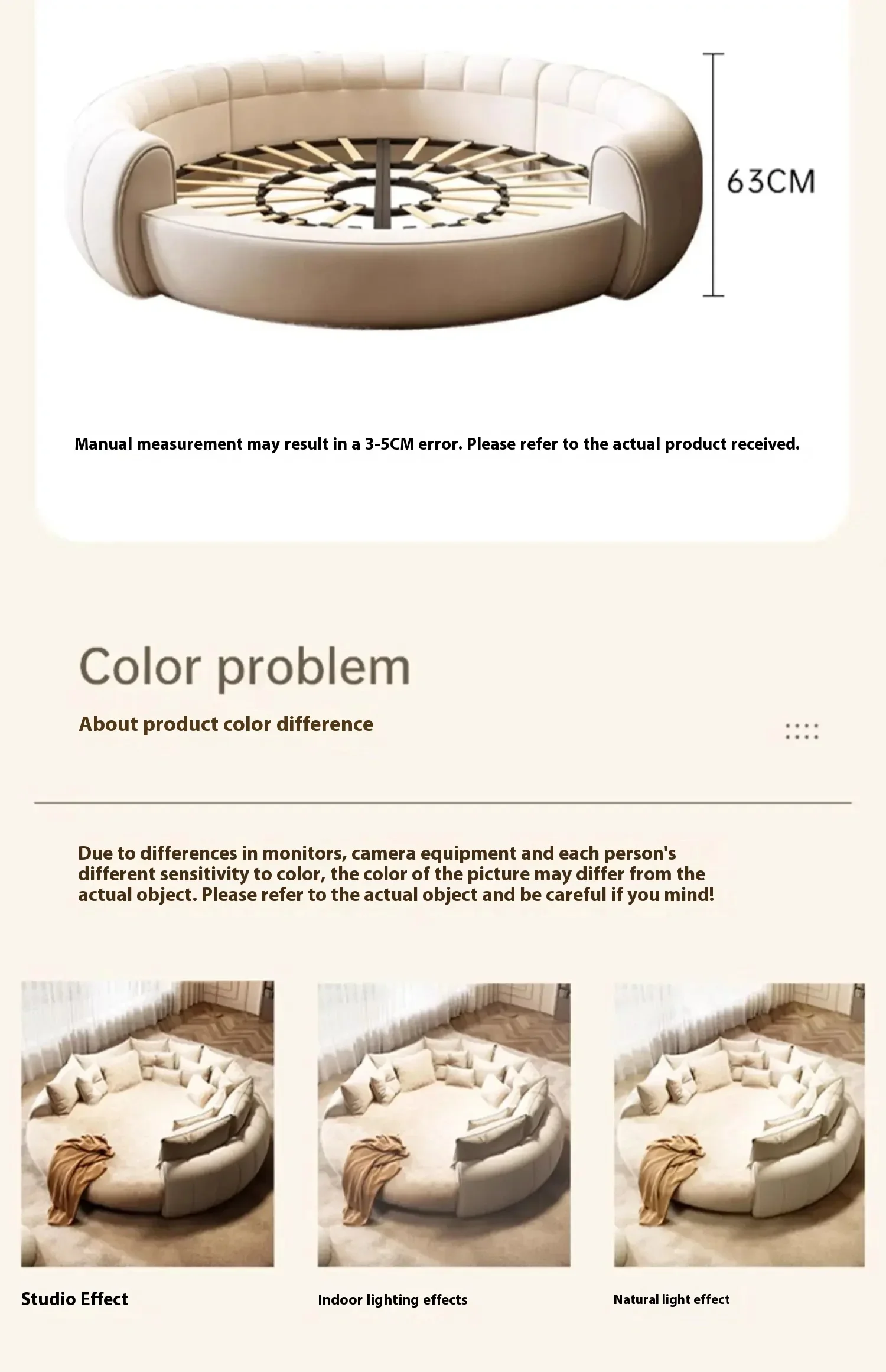 Italian Light Luxury Round Bed