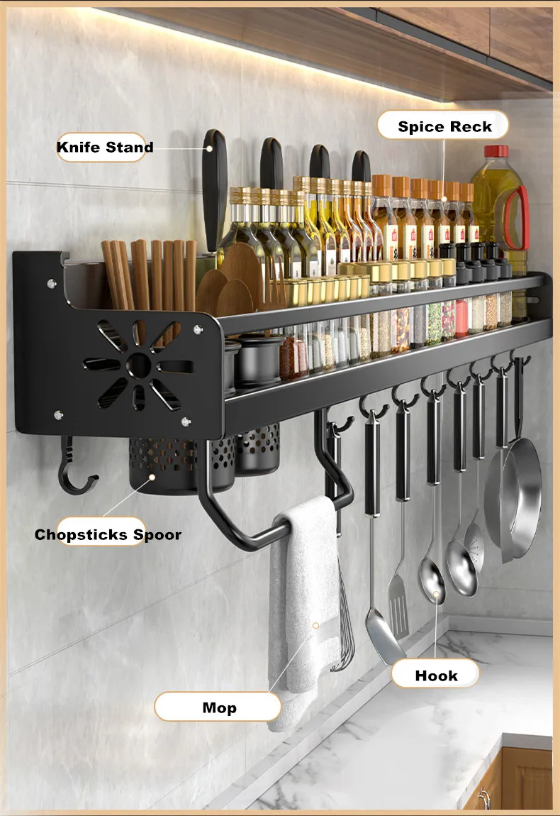 Kitchen Spice Storage Knives Holder Knife Stand Spice Rack Organizer
