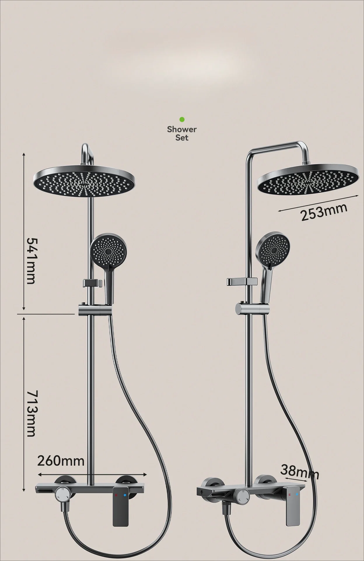 Knob Type Three Ways Water Outlet Sunflower Shower System Wall Mounted Bathroom Shower Faucet Set Rainlfall Bathroom Shower Set