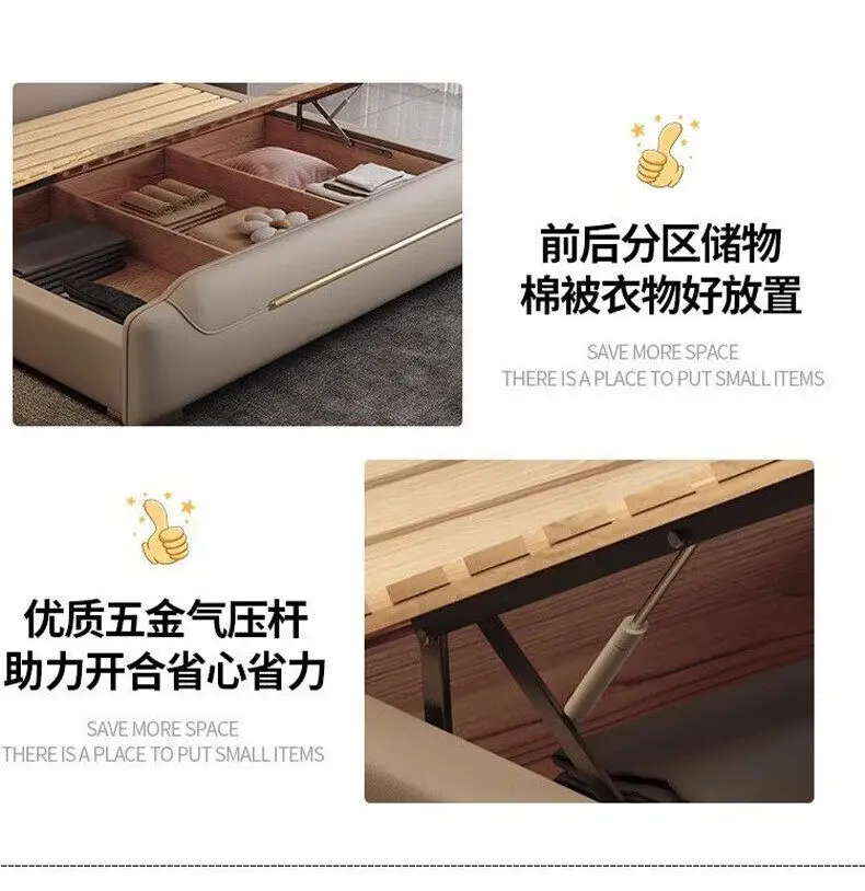 Luxury King Size Bed Double Frame Wooden Beauty Leather Safe Sleeping Bed European Design Letto Matrimoniale Trendy Furniture