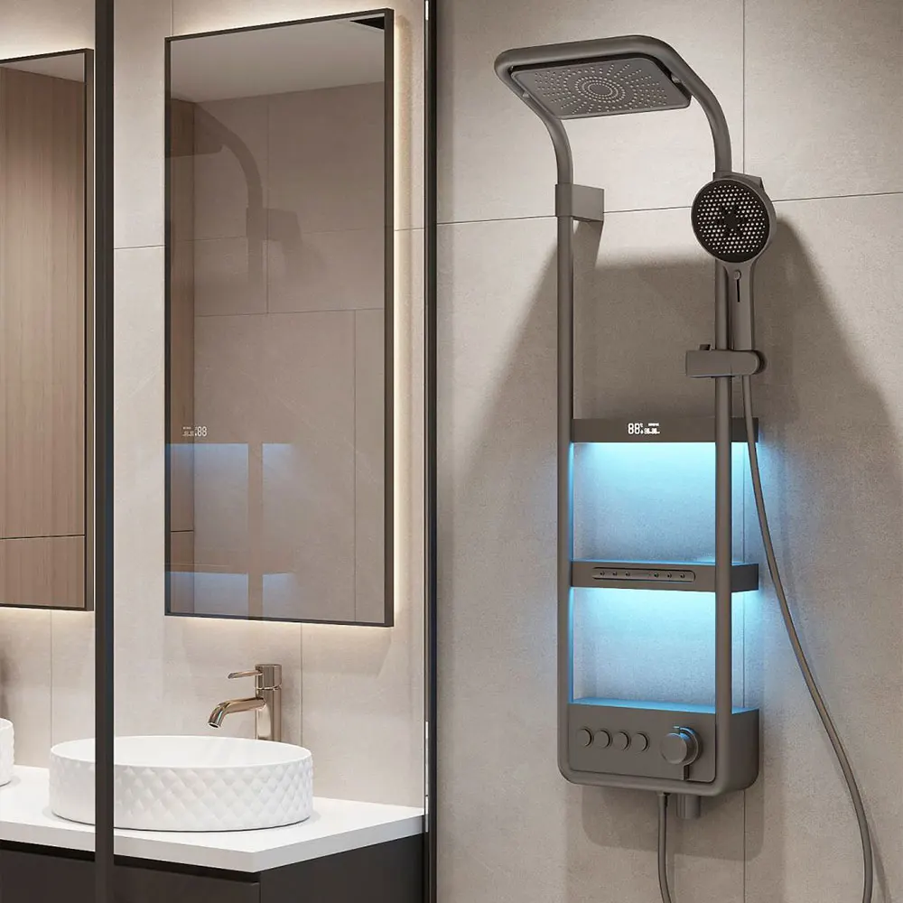 Luxury Smart Bathroom Fuacet Shower System LED Digital Display Thermostatic Mixer Shower Panel SPA Massage Back Spray Shower Set Luxury Smart Bathroom Fuacet Shower System LED Digital Display Thermostatic Mixer Shower Panel SPA Massage Back Spray Shower Set