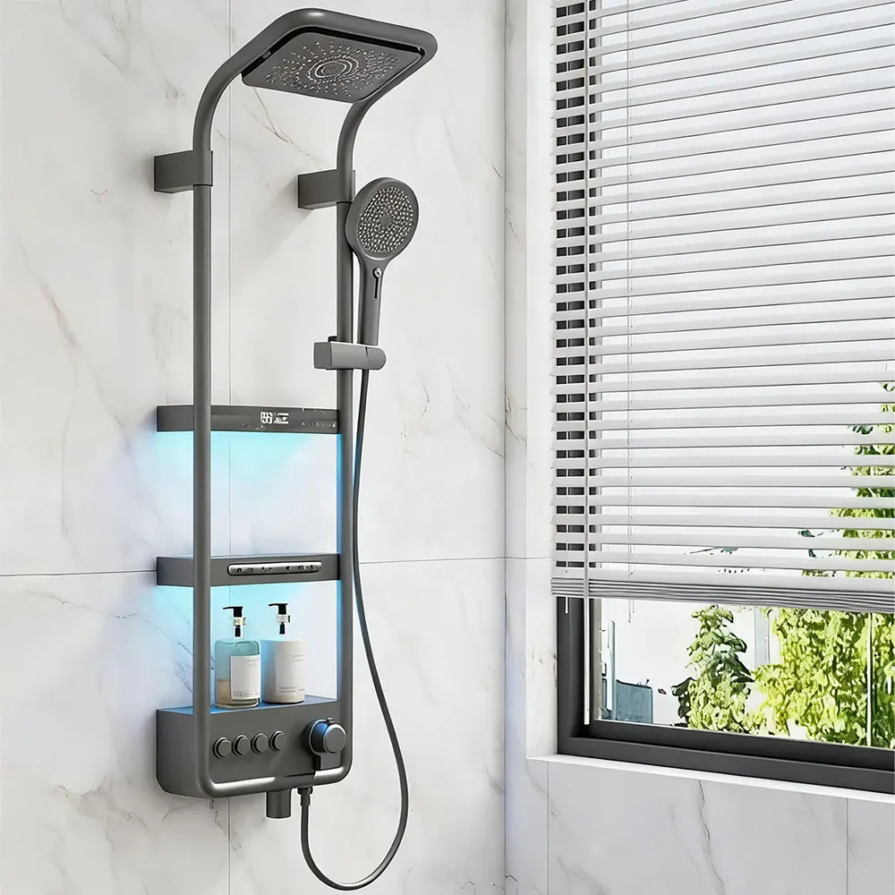 Luxury Smart Bathroom Fuacet Shower System LED Digital Display Thermostatic Mixer Shower Panel SPA Massage Back Spray Shower Set Luxury Smart Bathroom Fuacet Shower System LED Digital Display Thermostatic Mixer Shower Panel SPA Massage Back Spray Shower Set