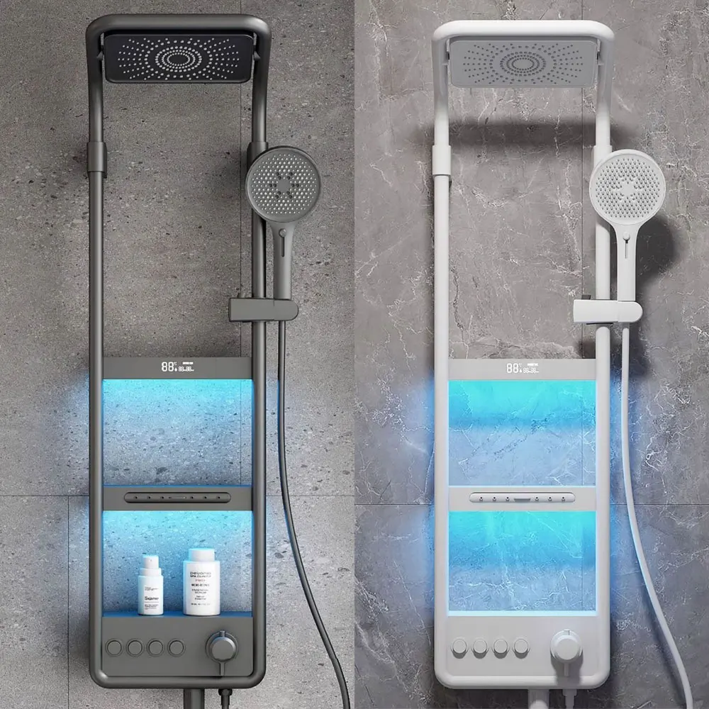 Luxury Smart Bathroom Fuacet Shower System LED Digital Display Thermostatic Mixer Shower Panel SPA Massage Back Spray Shower Set Luxury Smart Bathroom Fuacet Shower System LED Digital Display Thermostatic Mixer Shower Panel SPA Massage Back Spray Shower Set