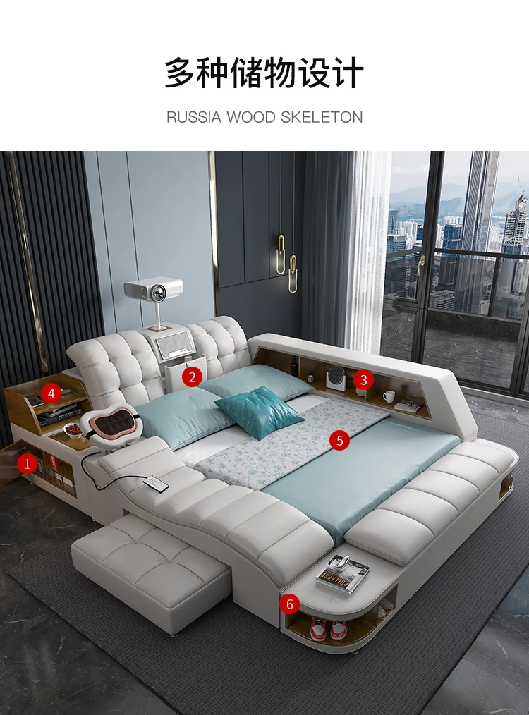 Massage Smart Bed Luxury Double Bedroom King Size Design Sleeping Massage Bed Wooden Simple Letto Matrimoniale Hotel Furniture Massage Smart Bed Luxury Double Bedroom King Size Design Sleeping Massage Bed Wooden Simple Letto Matrimoniale Hotel Furniture