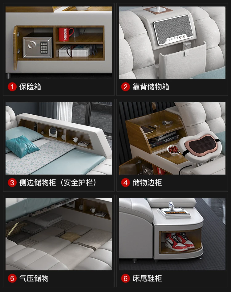 Massage Smart Bed Luxury Double Bedroom King Size Design Sleeping Massage Bed Wooden Simple Letto Matrimoniale Hotel Furniture Massage Smart Bed Luxury Double Bedroom King Size Design Sleeping Massage Bed Wooden Simple Letto Matrimoniale Hotel Furniture