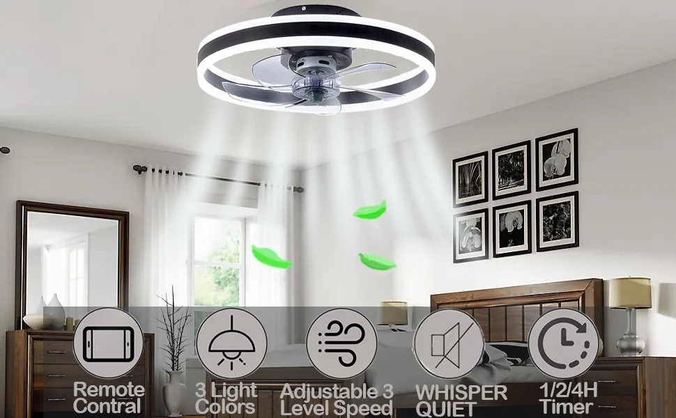Modern Ceiling Fan (With Lighting) Silent LED Dimmable Ceiling Fan (With Remote Control) for Bedroom Study Dining Room,