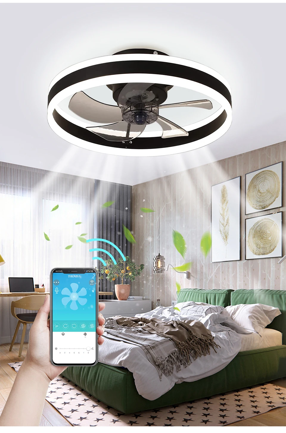 Modern Ceiling Fan (With Lighting) Silent LED Dimmable Ceiling Fan (With Remote Control) for Bedroom Study Dining Room,