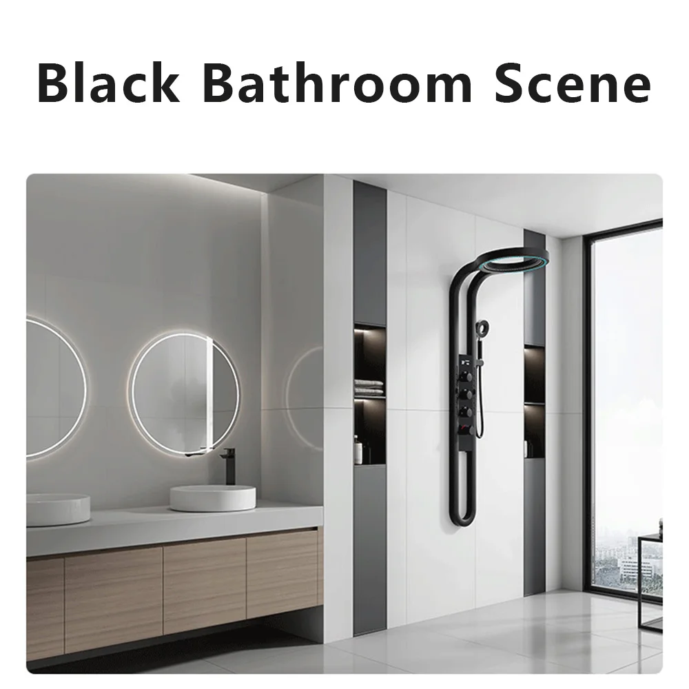 Modern High End Rainfall Shower Panel SPA Massage Jet Waterfall Showers Column Taps Set LED Display Smart Bathroom Shower System
