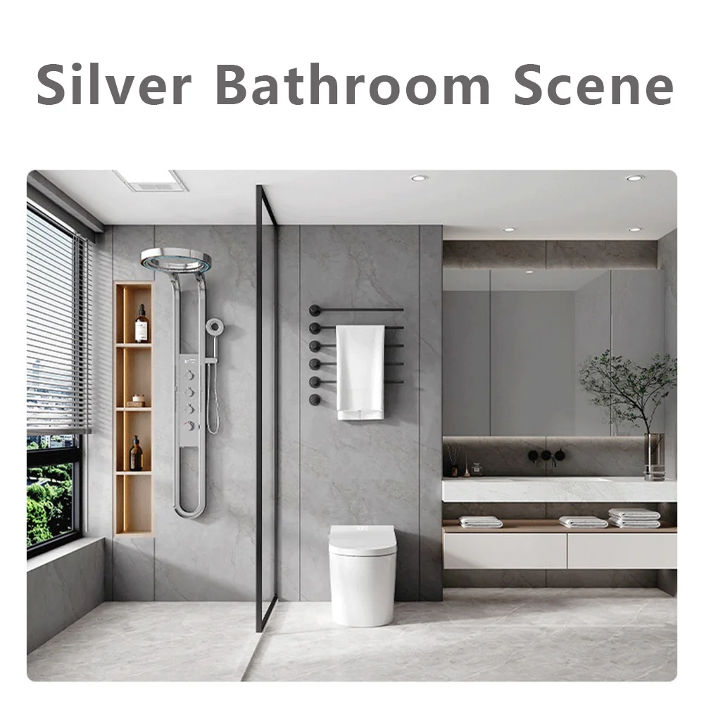 Modern High End Rainfall Shower Panel SPA Massage Jet Waterfall Showers Column Taps Set LED Display Smart Bathroom Shower System