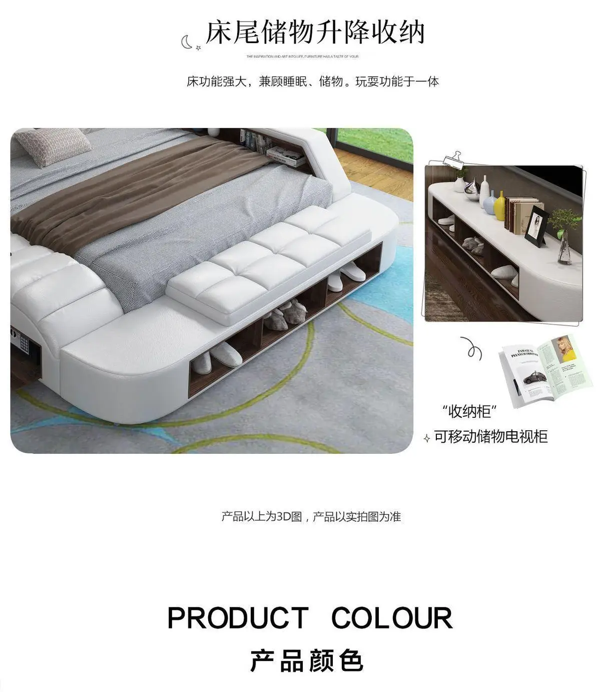 Nordic Style Double Bed Cheap Headrest Storage Full Size Double Bed Floor Massage Sleeping Letto Multifunzione Bedroom Furniture Nordic Style Double Bed Cheap Headrest Storage Full Size Double Bed Floor Massage Sleeping Letto Multifunzione Bedroom Furniture
