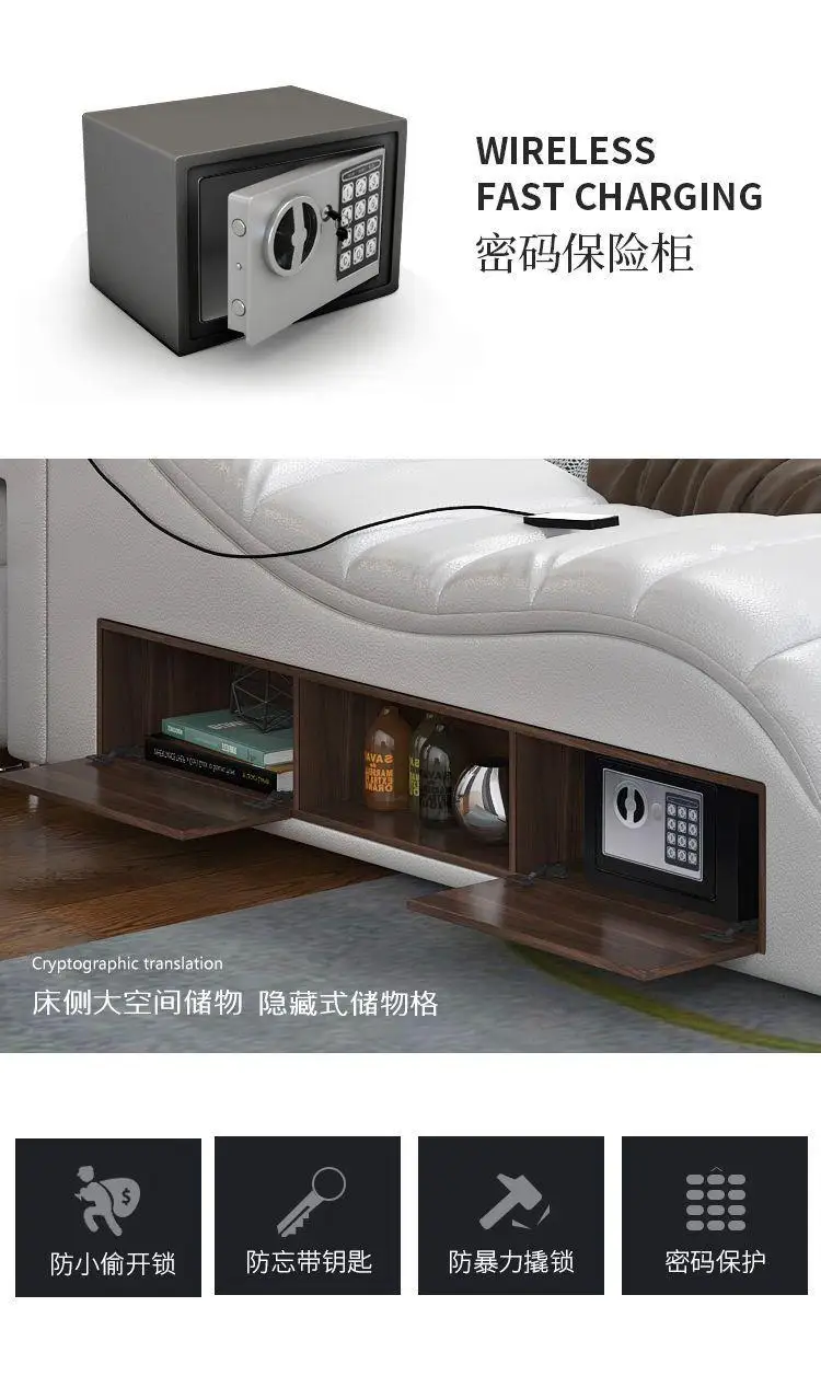 Nordic Style Double Bed Cheap Headrest Storage Full Size Double Bed Floor Massage Sleeping Letto Multifunzione Bedroom Furniture Nordic Style Double Bed Cheap Headrest Storage Full Size Double Bed Floor Massage Sleeping Letto Multifunzione Bedroom Furniture